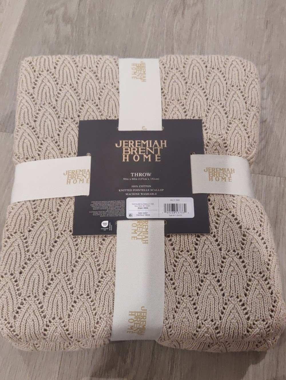 New!Jeremiah Brent Home Knit Cotton Throw Cottagecore Y2K Minimalist Cream Neutr